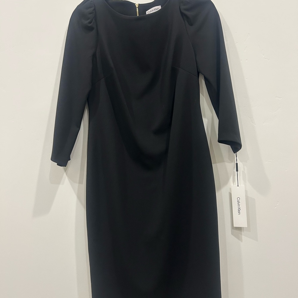 Calvin Klein Sophisticated Black Long Sleeve Dress